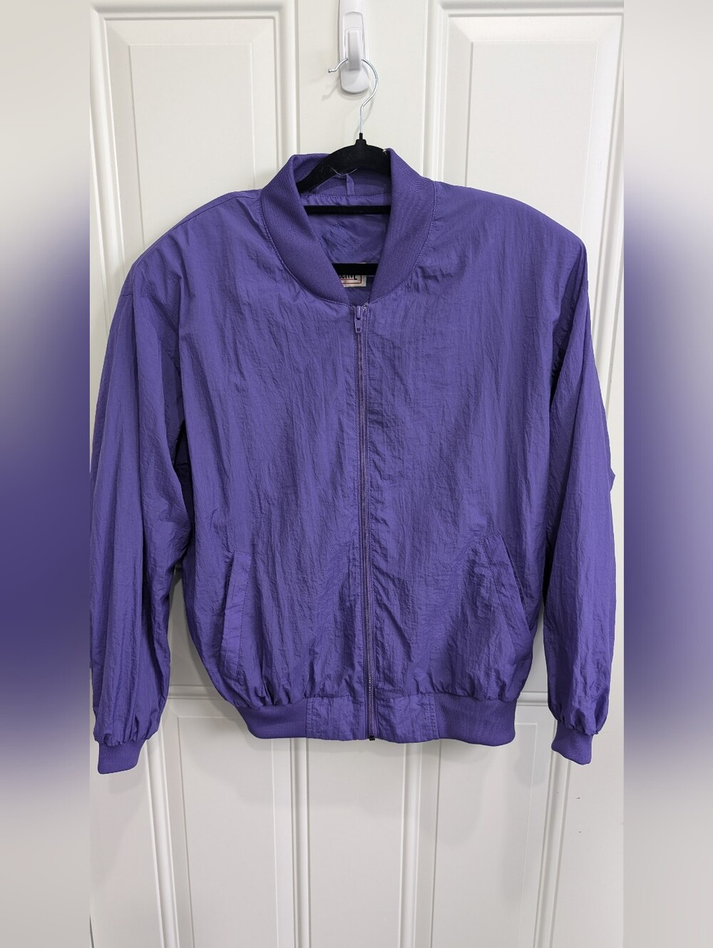 Vintage 80s/90s Perspective Purple Nylon Bomber/Windbreaker Jacket Ptp 24"